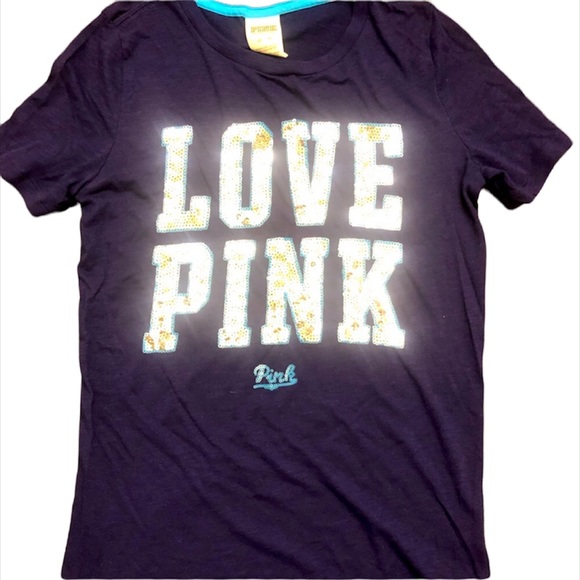 NWOT- PINK Victoria Secret Blingy LOVE PINK T-Shirt Size XS - Picture 3 of 5